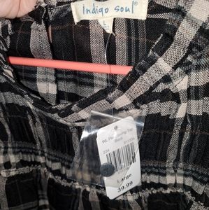'Indigo Soul' Plaid Swing Top-Black (Large)
